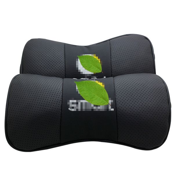 

2pcs genuine leather high rebound pp cotton core car seat rest cushion headrest car neck pillows for smart