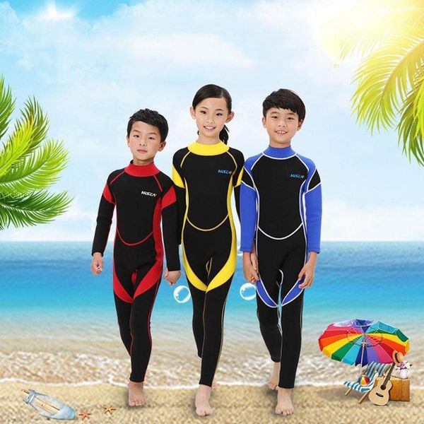 

children swimwears long sleeves neoprene wetsuit for kids diving suits girls boys surfing one piece snorkeling rashguard wetsuit