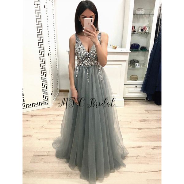 

luxury crystals sliver dubai evening dress v neck a line illusion long prom gowns 2019 custom made vestido de festa, White;black