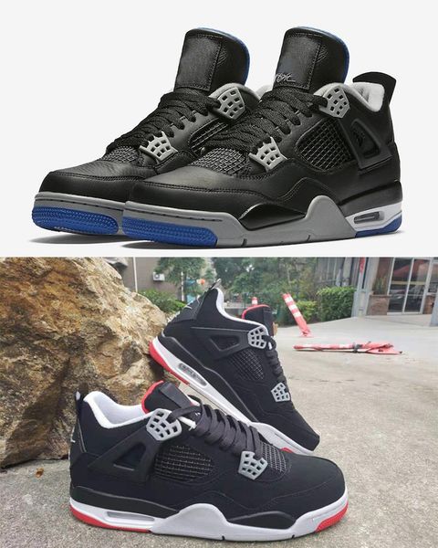 

2019 4 bred man basketball shoes black cement grey red outdoor athletic shoes 308497ss-060 with original box 40-47