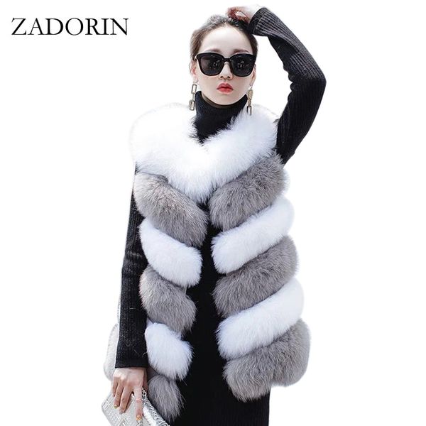 

zadorin new winter fashion veste femme colorful fluffy faux fur vest women plus size faux fur coat abrigos mujer veste fourrure, Black