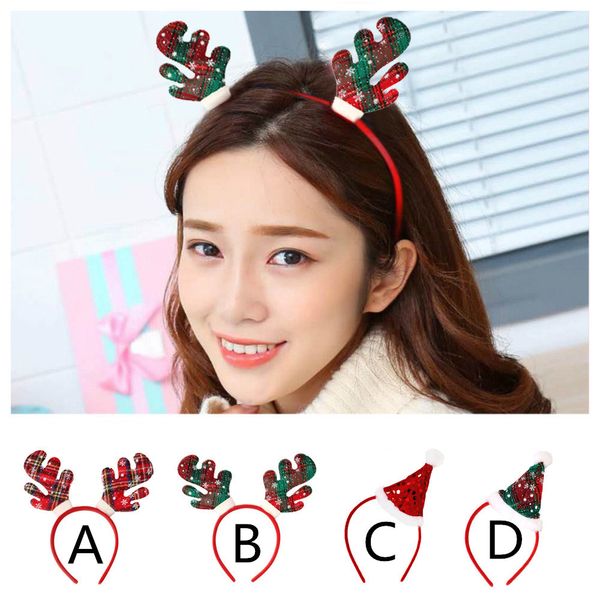 

christmas headband santa xmas party decor double hair band clasp head hoop