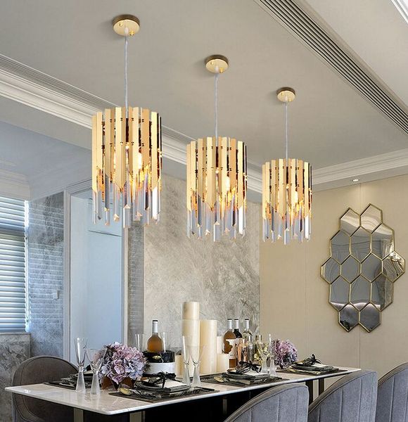 

small round gold crystal led modern chandelier lighting for kitchen dining room bedroom bedside light luxury k9 pendant lamps myy