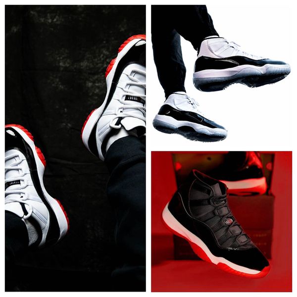

2020 low bred concord 11 11s basketball shoes metallic silver platinum tint gym red low heiress cool grey mens women sports sneakers, White;red