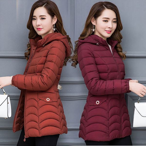 

2019 cotton girls long fund self-cultivation thin down cotton winter ma'am mom cotton-padded jacket loose coat, Black
