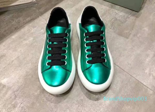 

2020010703 40 metallic green pink white black olive lace up casual sneakers platform fashion