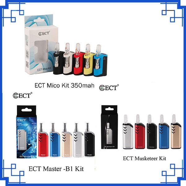 

Оригинальный ECT Mico Musketeer Host Master Kit Переменное напряжение 510 Нить Аккумулятор Толстая Масляная Коробка Мод Картридж Испаритель Vape Kit