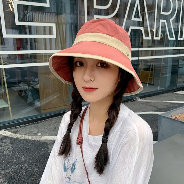 

face-covering large eaves fisherman bucket bucket female summer travel sunscreen sunshade basin hat leisure foldable sun hat tide, Blue;gray