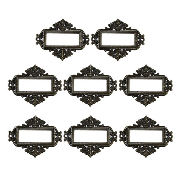

8pcs vintage office file drawer tab holder anti-rust card frame 55x43mm