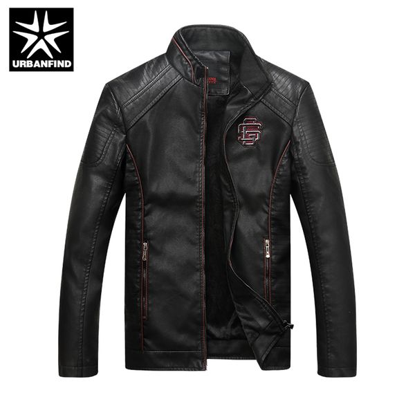

urbanfind male pu leather jackets size l-3xl winter warm zipper up man motorcycle jacket & coat black / khaki / dark brown