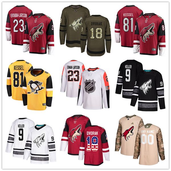 

custom arizona coyotes jersey ekman-larsson raanta clayton keller darcy kuemper christian dvorak phil kessel usa fashion hockey jerseys, Black;red