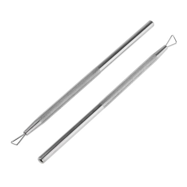 

2 nail polish uv gel remover pusher stainless steel triangle cuticle scraper