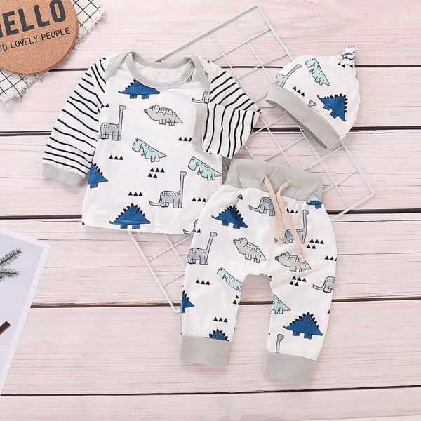 

striped newborn baby girls boy clothes spring summer casual clothes cartoon pants cap outfits sets baby roupas de menina, White