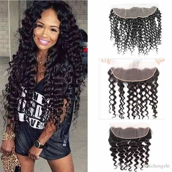 

brazilian human hair deep wave lace frontal closure malaysian virgin hair 13x4 frontal closure water loose wave deep wave lace frontal, Black;brown
