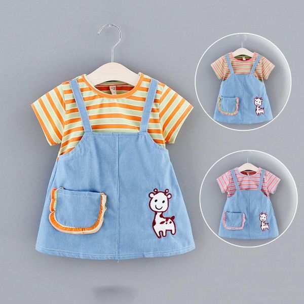 

summer toddler kids baby gilrs dress cute stripe print patchwork princess dress clothes child outfits clothing baby girls, Red;yellow
