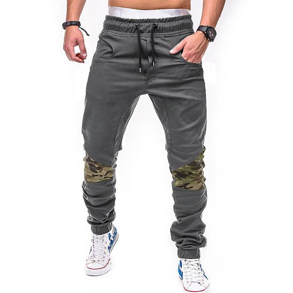 

new fashion mens long street patchwork elastic hip hop casual pencil pant sweatpants trousers jogger drawstring pants plus size, Black