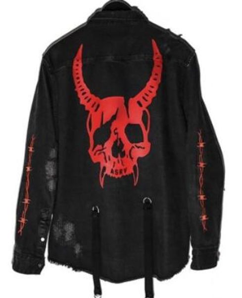 

Spring new 19 denim jacket a rv black hiphop kateboard loo e over ize coat jacket