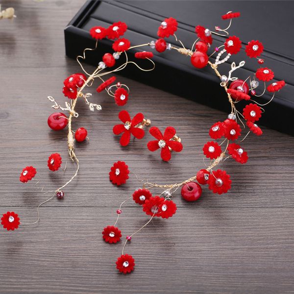 

bride headwear korean exceed immortal red flower marry yarn hair decorate toast clothing accessories full dress accessories, Silver