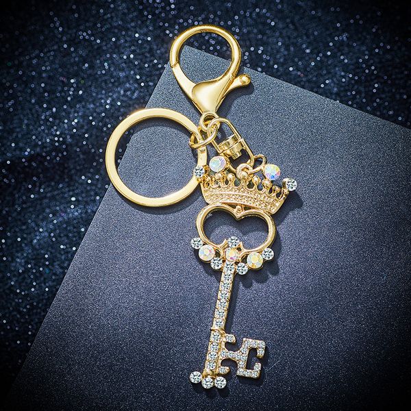

misananryne rhinestone crystal pendant charm crown keychain ring keyring valentines gift women key chains jewelry 2019, Silver