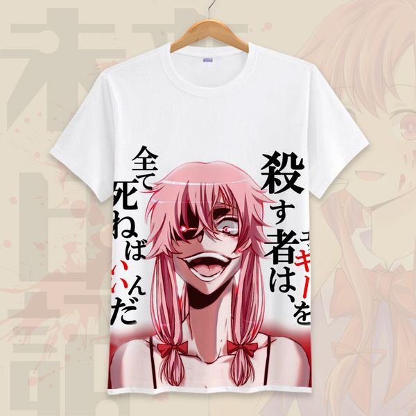 

anime future diary t shirt cosplay costume men mirai nikki short sleeve cartoon gasai yuno t-shirt t shirt, White;black