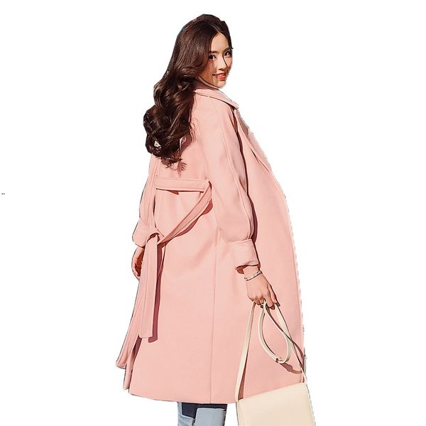 

u-swear new winter woolen coat female lantern sleeves thickened long section woolen coat abrigos mujer invierno 2018, Black