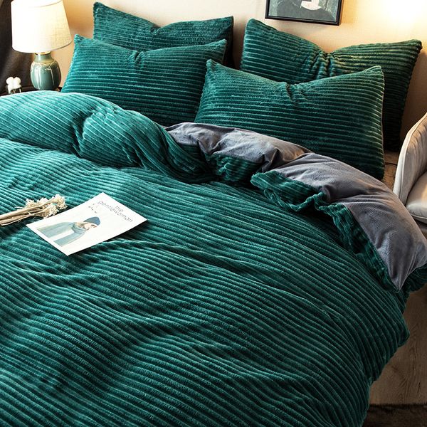 

winter levin coral fleece four-piece bedding set net red double-sided milk flannel winter bed sheet quilt cover