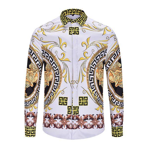 

2020 новенькие мужчин печать футболки мужчин мода дизайн случайные рубашки мужчины платье рубашка с длинным рукавом рубашки роскошный, White;black