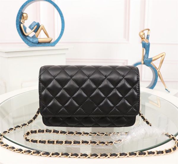 

5а качество классический женская черная икра вок клатчи Crossbody сумка A33814 овчины Qulit