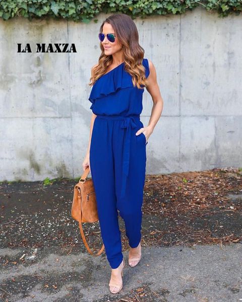 

asymmetrical ladies jumpsuits romper chiffon bodies ladies ruffles playsuit women, Black;white