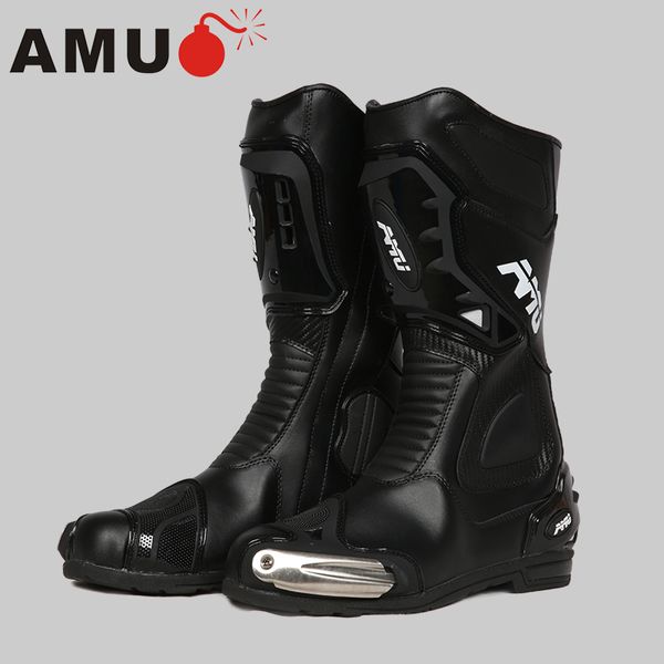 

amu motorcycle boots men microfiber leather motocross boots waterproof botas moto motorbike riding motorcycle shoes