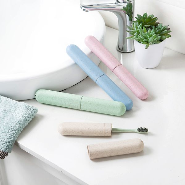 

portable toothbrushes storage box wheat straw tooth brush holder case for travel