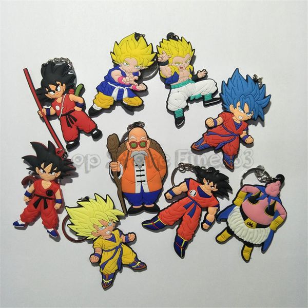 

dragon ball pvc rubber keychain cartoon pvc keychain kuririn a super saiya fashion personality pendant keyring jewelry accessory chave
