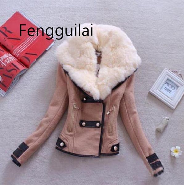 

women woollen casual coat winter autumn 2019 fashion new brand plus size s-xxl zipper slim solid parka casaco feminino, Tan;black