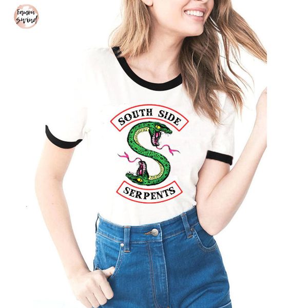 

laides southside змеи t shirt женщины harajuku черный s отпечатано с коротким рукавом рубашки mujer летние топы, White