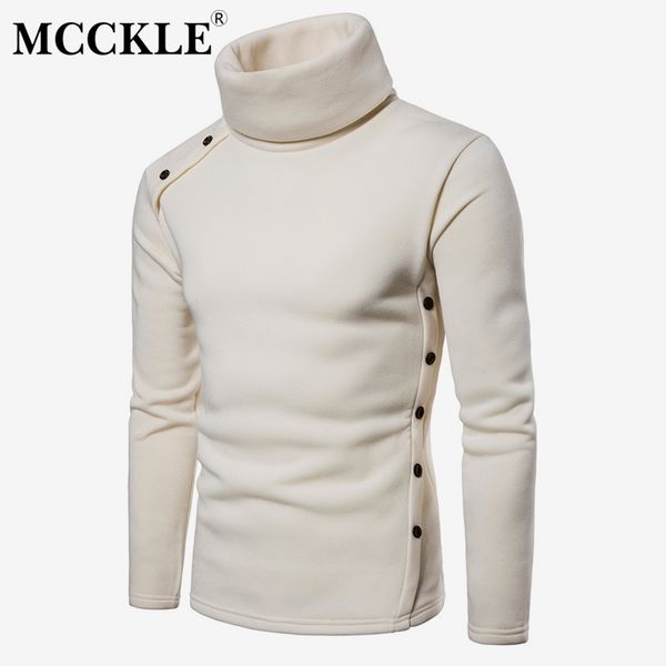 

turtleneck knitted men's pullover knitting solid black slim button sweaters pullovers for man 2019 spring warm male sweaters, White;black