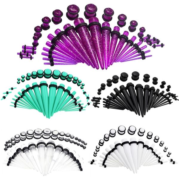 

36pcs/set acrylic ear gauge taper and plug stretching kits flesh tunnel expansion body piercing jewelry 14g-00g 2019, Slivery;golden
