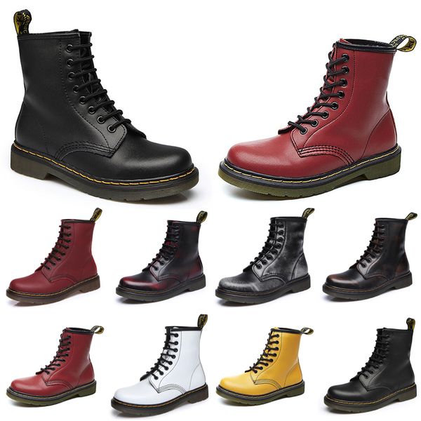 

non-brand designer men women martin boots ankle knee wipe wine red paint black white brown mens motorcycle boots 35-44 style 2
