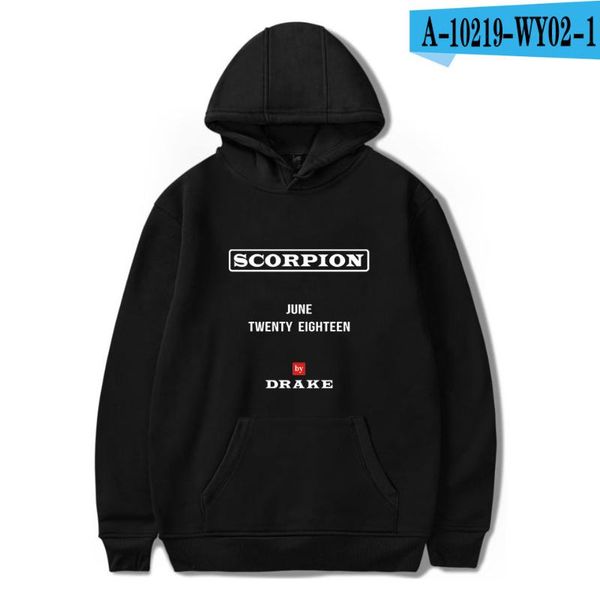 

2019 rapper scorpion hip hop hoodies print new spring/autumn hoodies warm men/women long sleeve casual pullovers, Black