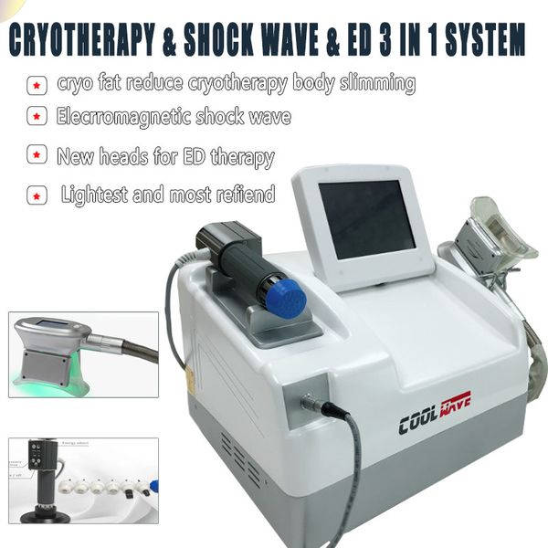 2022 Cool Wave Medical Equipment 2 in 1 Cryolipolysis Dimagrisce la macchina del dispositivo di terapia ad onde d'urto di sollievo dal dolore