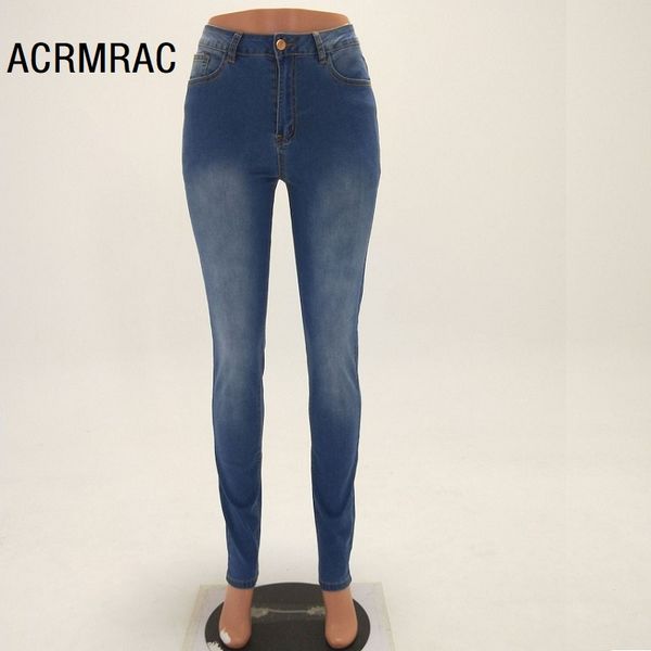

women jeans slim high waist summer pencil pants skinny jeans woman 6058, Blue
