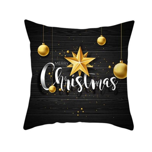 

new 45*45cm christmas pillow case black gold christmas print polyester pillow case without pillow core home textiles