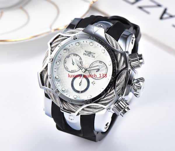 

19 invicta luxury gold циферблаты часы рабочие мужские спортивные кварцевые часы хронограф авто дата резинкой наручные часы для мужчин подар, Slivery;brown