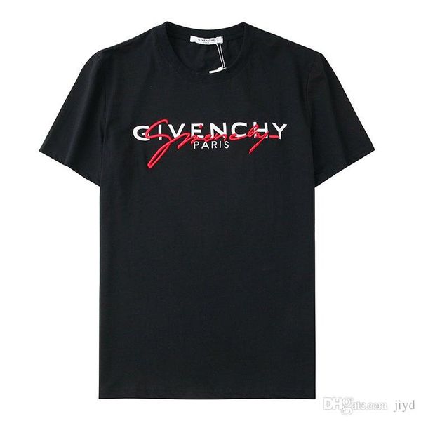 

20ss мужчины женщины футболки топы париж вышивка подпись streetwear футболки мода мужская одежда хлопок tee jd9703, White