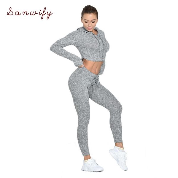 

2 piece workout set women sports tracksuit yoga hoodies hooded sweat shirt exercise clothes for women, White;red