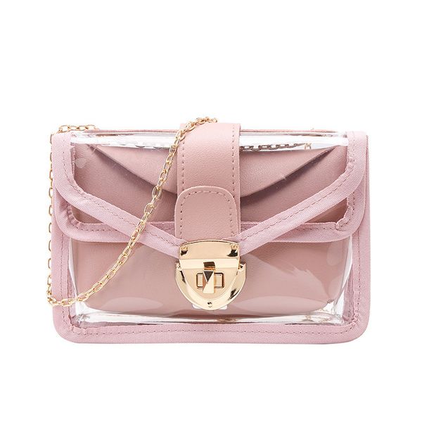 

2020 ladies messenger bag summer new child-mother bag transparent shoulder handbag small square chain lock