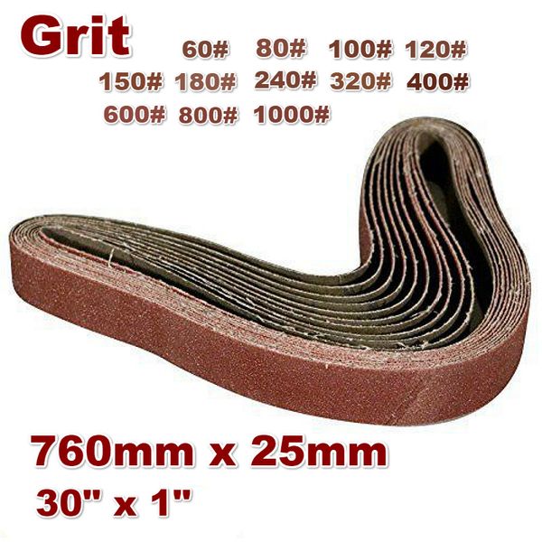 

10 pieces 25*760mm sanding belt 1" * 30" with grit 60-1000 for metal working belt sander power tools accessories