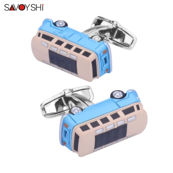 

savoyshi 3d автобус модель запонки мужские рубашка марка манжету кнопки высокого качества новизны красочные моды ювелирных изделий эмаль зап, Silver;golden