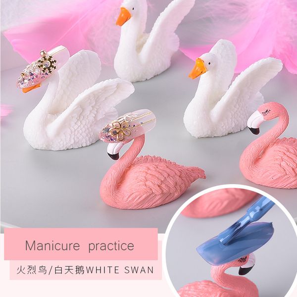 

1pc ins pink white flamingo swan nail art display stand p props display nail art practice show board pro tools, Black