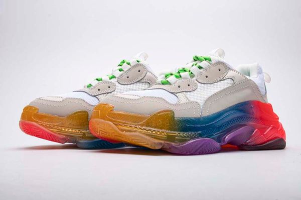 

2019 dad shoes paris 17fw triple-s sneakers men/women rainbow color white running shoes cushion shoes