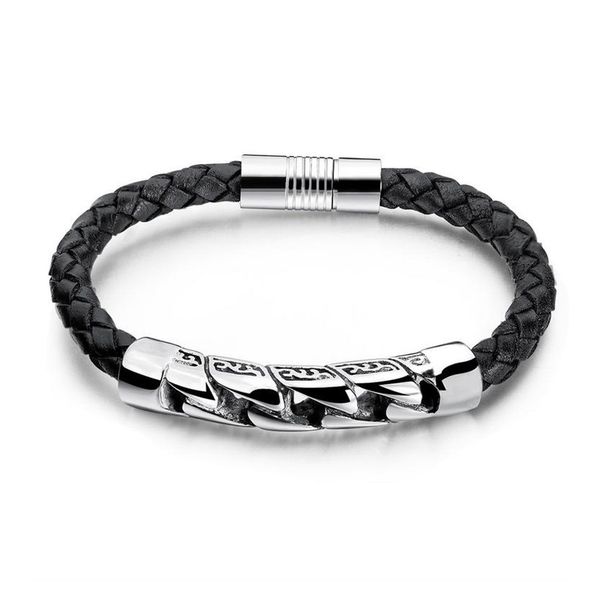 

мода мужчины ручной работы дизайн плетеный кожаный магнитный браслет из нержавеющей стали новый дизайн ювелирных изделий diy панк хип-хоп бр, Golden;silver